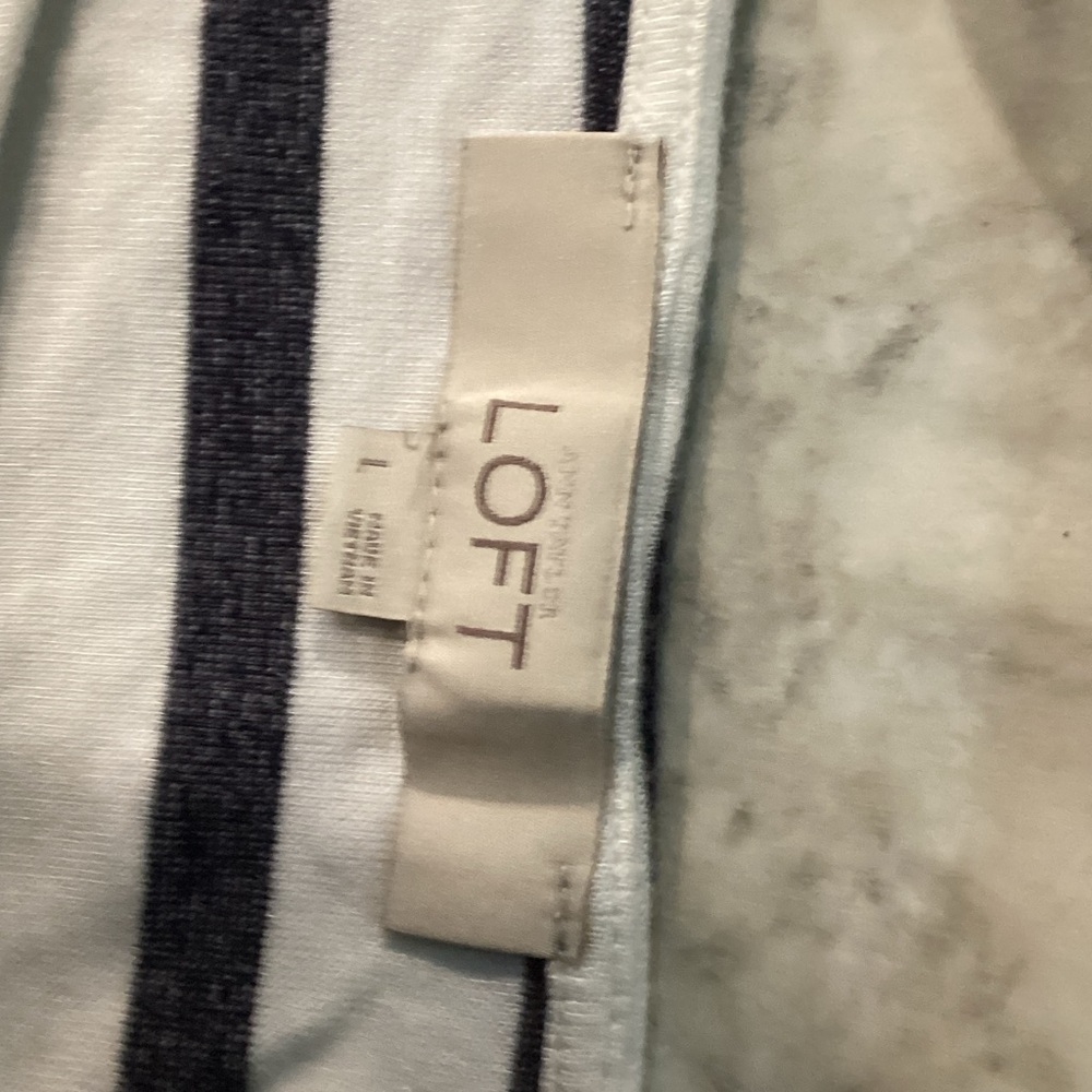 LOFT Navy and White Striped Tee